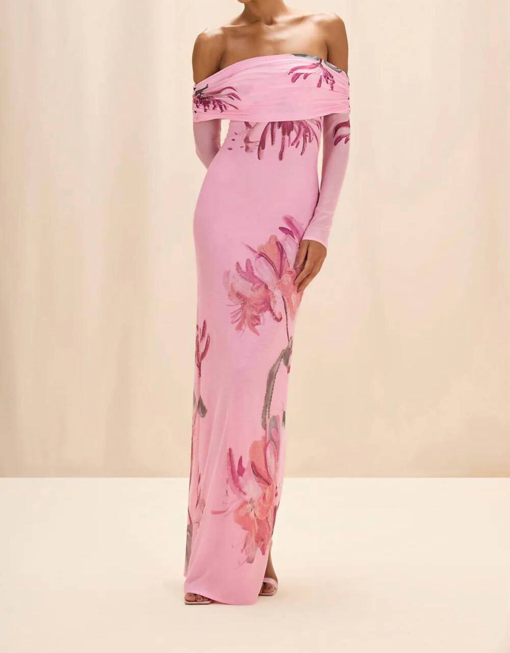 NEW PATBO women's honey flower tulle maxi dress in pink